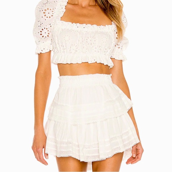 LoveShackFancy Dresses & Skirts - Love Shack Fancy Ruffle White Mini Skirt